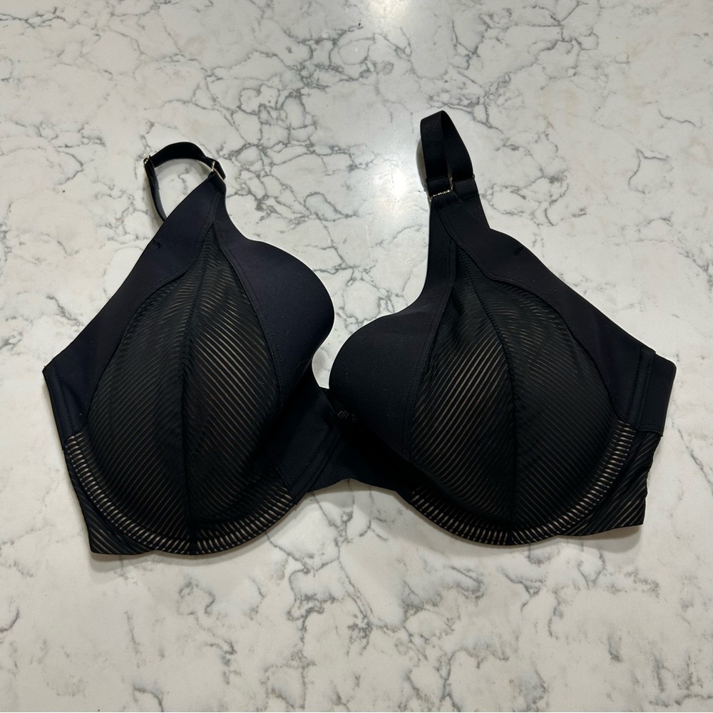 Thirdlove Shadow Stripe Plunge Bra Black & Tan Size 36F